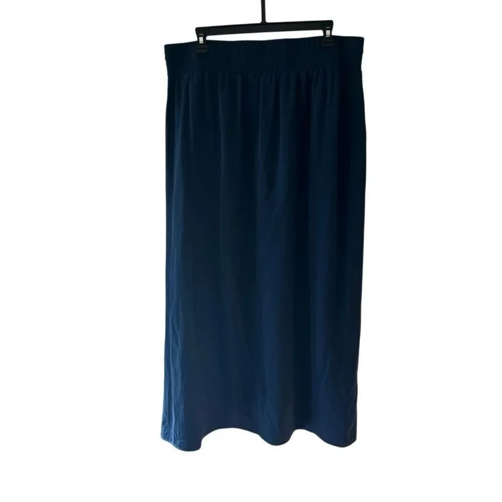 Chico’s silky Blue Split maxi skirt size 12/14 lightweight flowy